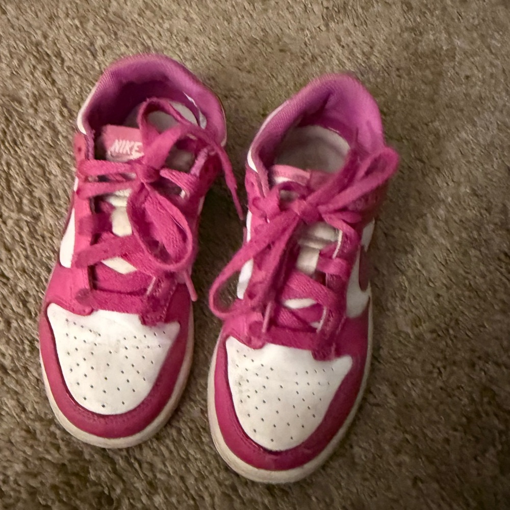 Nike Dunk Low-  Kids Fuchsia and White Sneakers